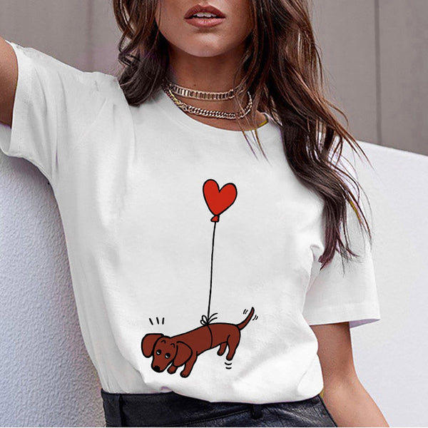 Klaras seltsame Mutt-Kreation | Damen Sommer-Dackel-T-Shirt mit süßem Hundemotiv