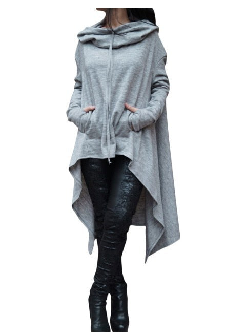 Sophie's Damen Pullover Mantel | Neuer Einfarbiger langer Kapuzen Fleece Mantel | Streetwear für Frauen