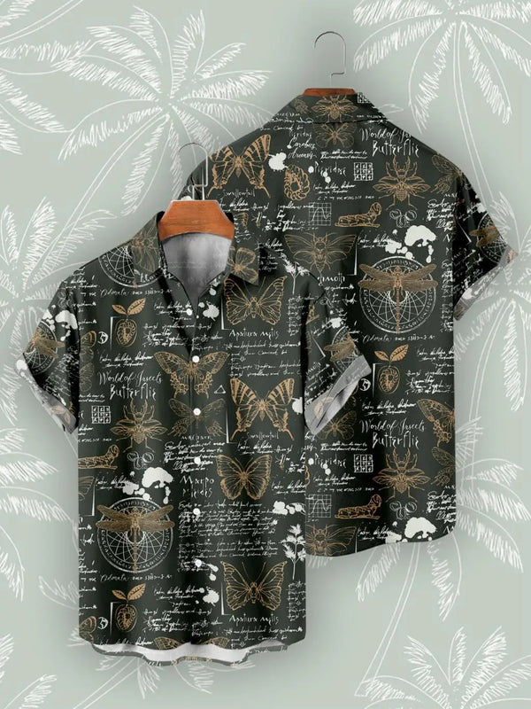 FRIDOLF – Hawaii-Totenkopf-Hemd für Herren mit kurzen Ärmeln und Y2K-Casual-Streetwear