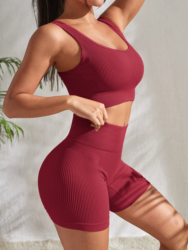 Nahtloses Yoga Satz | Sexy Crop Top & Shorts für Fitness Outfit