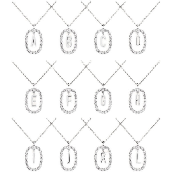Mia's Modische 925er Sterling Silber Monogramm Halskette | Anfangsanhänger Choker für Damen