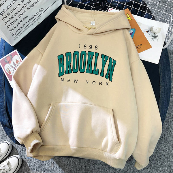 Emma's Brooklyn Damen Hoodies | Modische Fleece Kapuzenpullover Kreatives Streetwear Sweatshirt