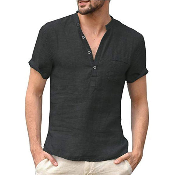 Matthia's Herren Kurzarm T-Shirt aus Leinen-Baumwolle - Atmungsaktiv