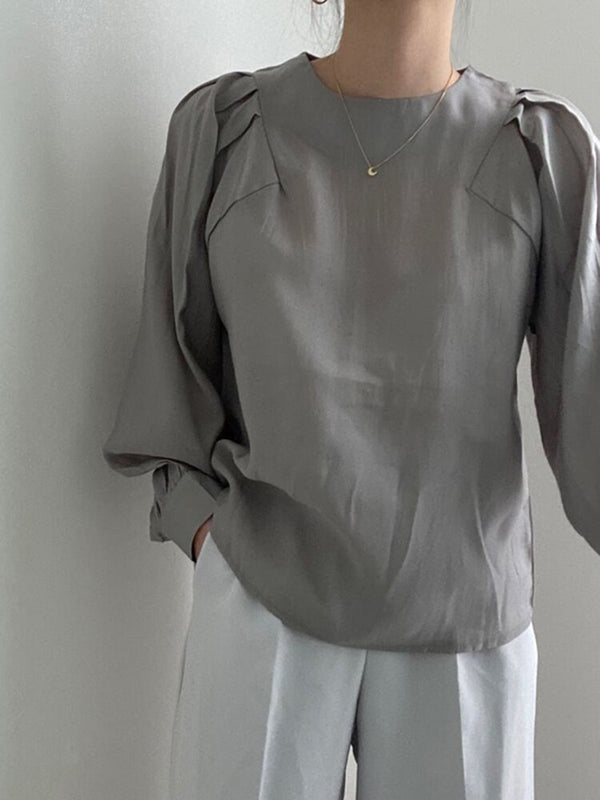 Emilia's Bluse | Damen Hemden Frühling Langarm Französisches Vintage Hemd | Lockere Schwarze Weiße Oberteile | Solide Weibliche Lässige Basics
