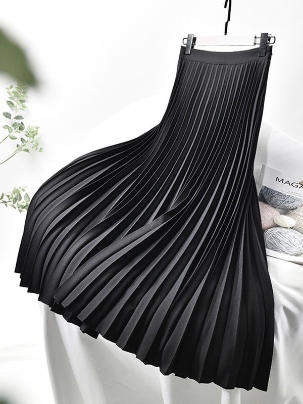 Emilia's Markendesigner Damen Eleganter Schicker Solider Plisseerock Hohe Taille Luxusmode