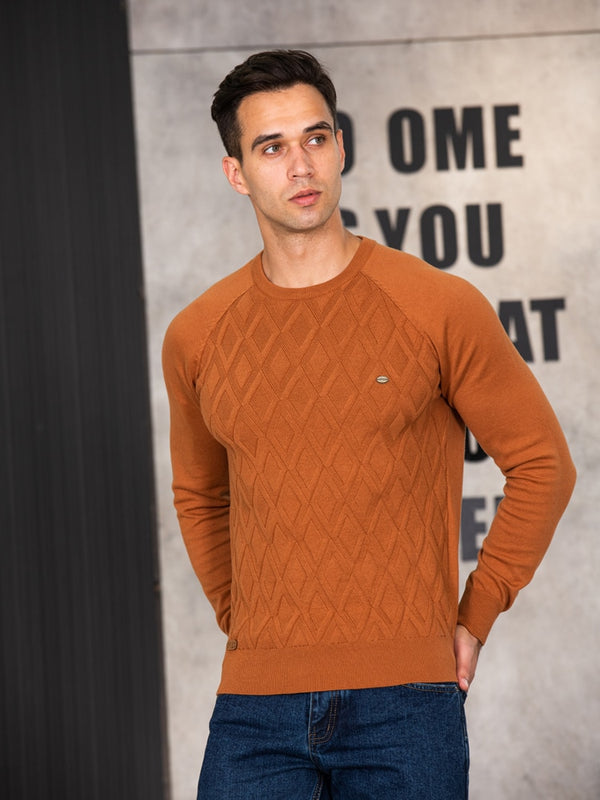 Paul's pullover | Herren Strickpullover in Uni-Farbe mit Rundhalsausschnitt