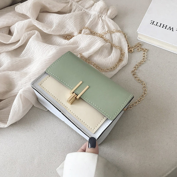 Emma Damen Crossbody-Tasche - Kleine quadratische Tasche mit Kette in frischem Farbkontrast-Design