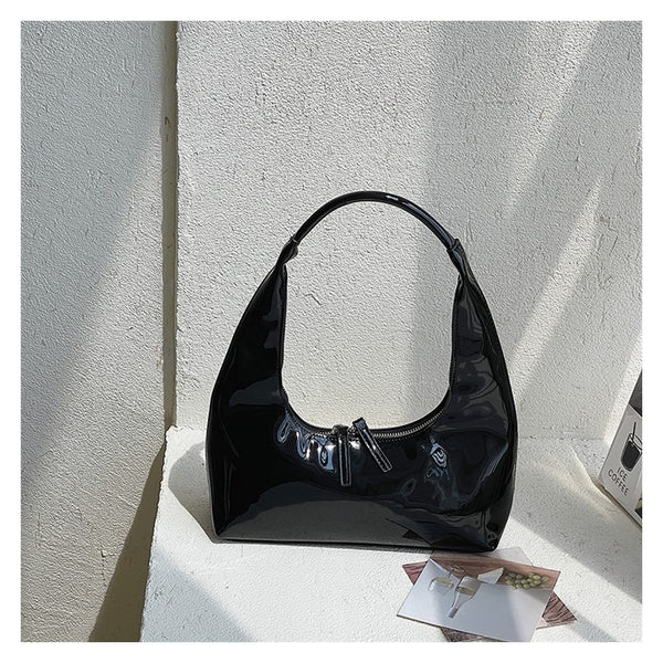 Klaras Elegante Muschel Lackierte Handtasche - Neue Stilvolle Armtasche im Halbmond-Design