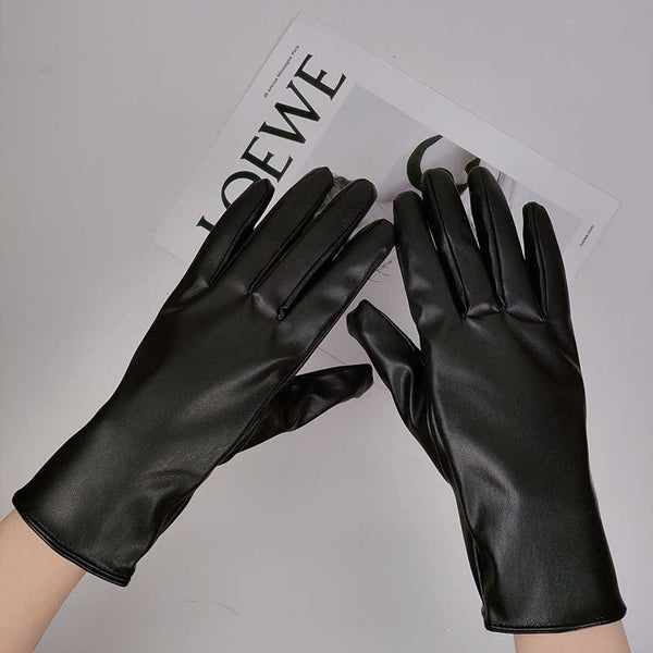 Emma's Modische Damen Outdoor-Synthetiklederhandschuhe mit Plus-Velvet-Touch | Winter-Handschuhe