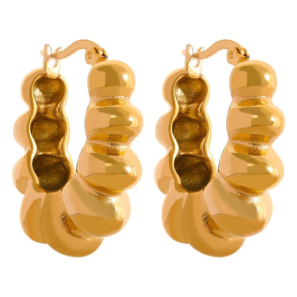 Franziska's Faszinierende Fashion-Ohrringe | Damen Edelstahl Geometrische Huggie Creolen mit Goldplattierung