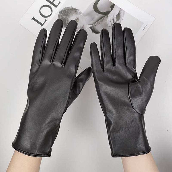 Emma's Modische Damen Outdoor-Synthetiklederhandschuhe mit Plus-Velvet-Touch | Winter-Handschuhe